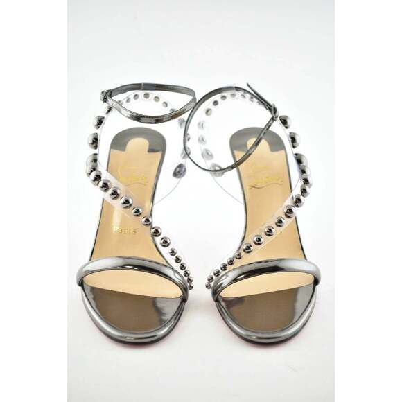 Christian Louboutin Corinetta 100 Gunmetal Patent Strap Sandal Heel Pump 37 - Picture 6 of 11